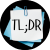 Line art icon of a notepad with the letters TL;DR symbolizing a brief summary.